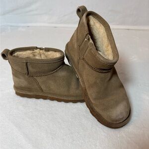 Bear paw Brown Suede Ankle Boots with Shearling Lining